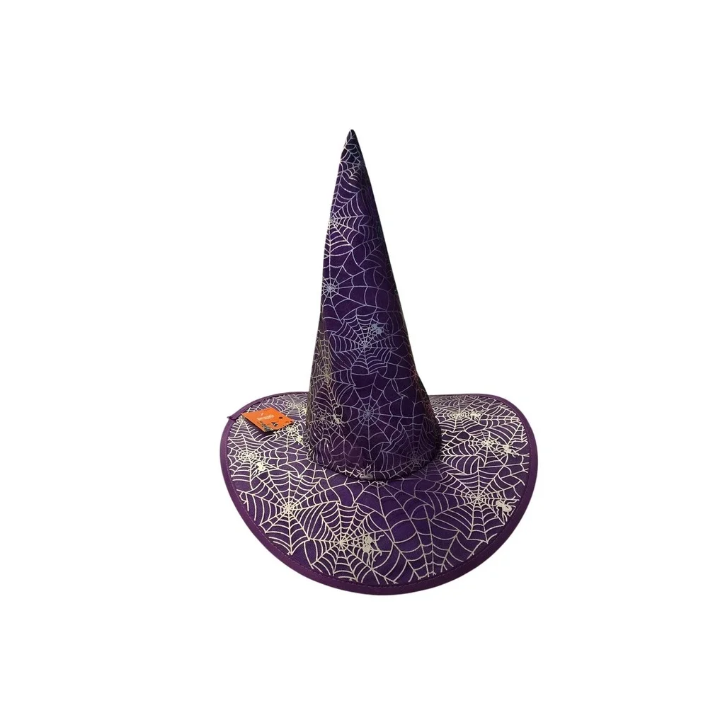 Momentum Brands Purple Silver Holographic Spiderweb Witch Hat Halloween Costume